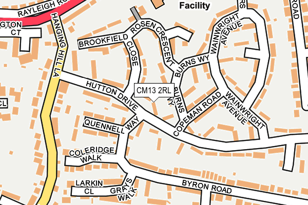 CM13 2RL map - OS OpenMap – Local (Ordnance Survey)