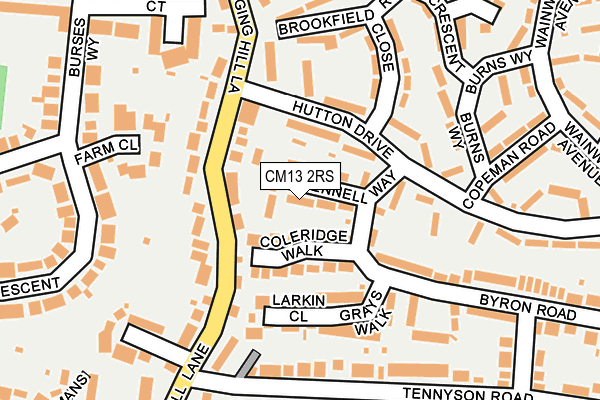 CM13 2RS map - OS OpenMap – Local (Ordnance Survey)