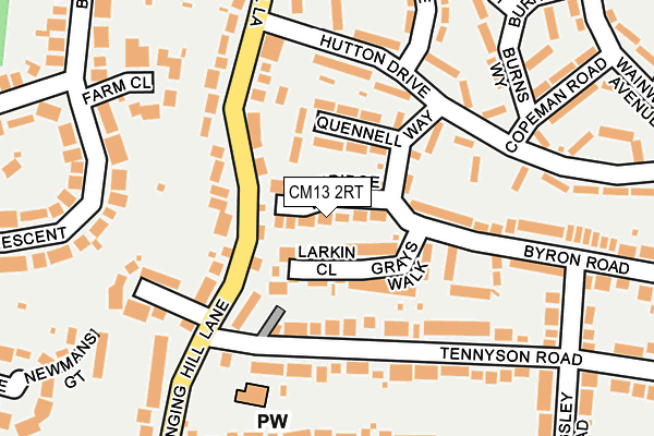 CM13 2RT map - OS OpenMap – Local (Ordnance Survey)