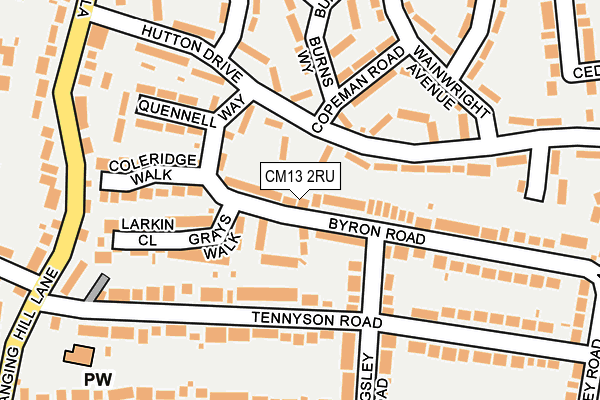 CM13 2RU map - OS OpenMap – Local (Ordnance Survey)