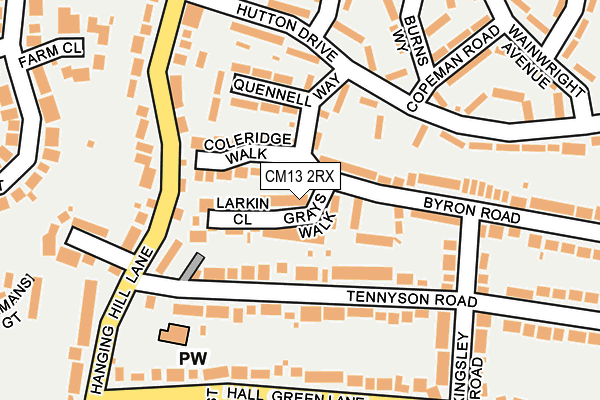 CM13 2RX map - OS OpenMap – Local (Ordnance Survey)