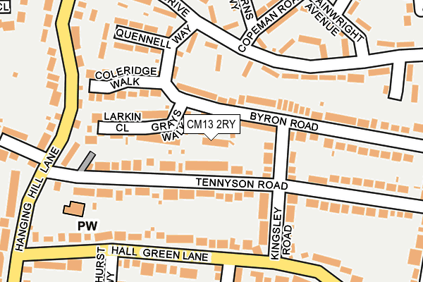CM13 2RY map - OS OpenMap – Local (Ordnance Survey)