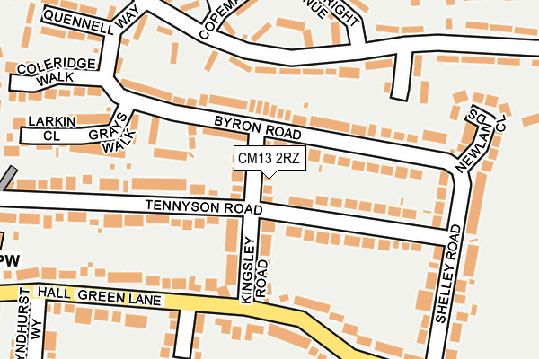 CM13 2RZ map - OS OpenMap – Local (Ordnance Survey)