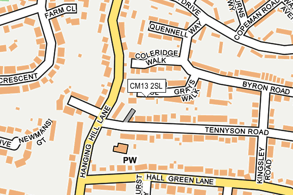 CM13 2SL map - OS OpenMap – Local (Ordnance Survey)