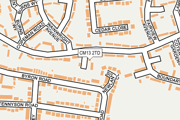 CM13 2TD map - OS OpenMap – Local (Ordnance Survey)