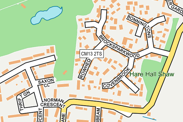 CM13 2TS map - OS OpenMap – Local (Ordnance Survey)