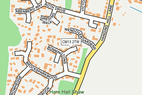 CM13 2TW map - OS OpenMap – Local (Ordnance Survey)