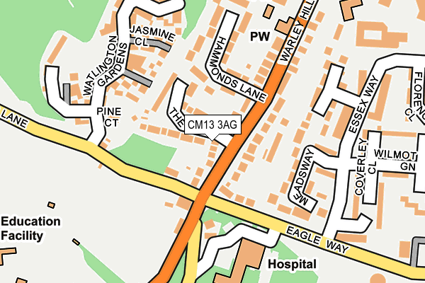 CM13 3AG map - OS OpenMap – Local (Ordnance Survey)