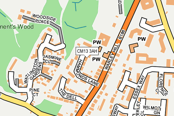 CM13 3AH map - OS OpenMap – Local (Ordnance Survey)