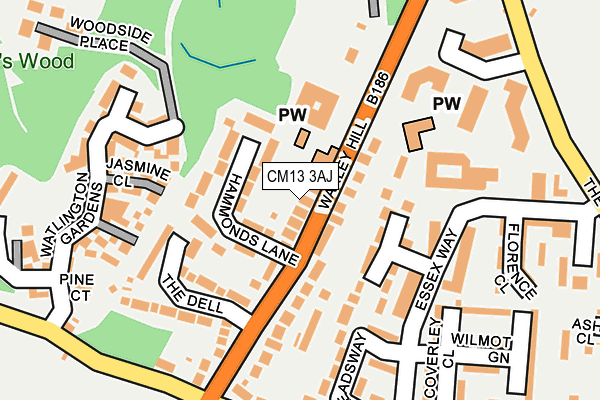 CM13 3AJ map - OS OpenMap – Local (Ordnance Survey)