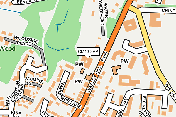 CM13 3AP map - OS OpenMap – Local (Ordnance Survey)