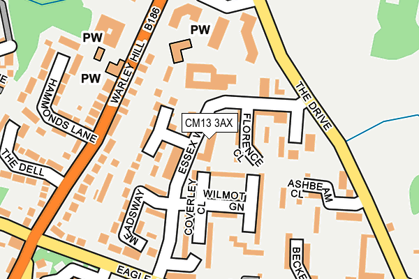 CM13 3AX map - OS OpenMap – Local (Ordnance Survey)