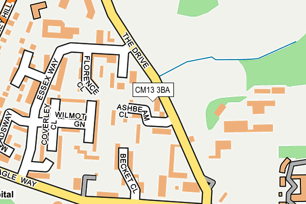 CM13 3BA map - OS OpenMap – Local (Ordnance Survey)