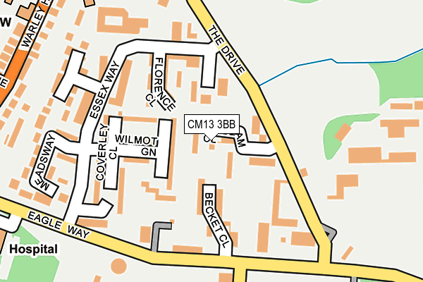 CM13 3BB map - OS OpenMap – Local (Ordnance Survey)