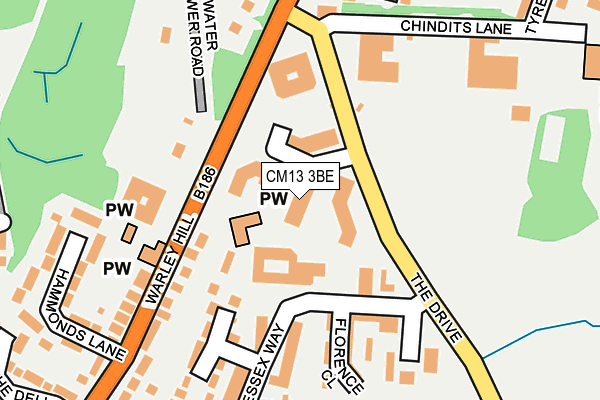 CM13 3BE map - OS OpenMap – Local (Ordnance Survey)