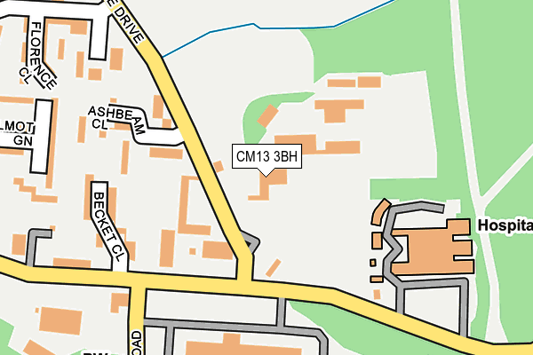 CM13 3BH map - OS OpenMap – Local (Ordnance Survey)