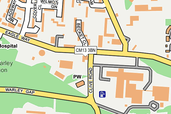 CM13 3BN map - OS OpenMap – Local (Ordnance Survey)