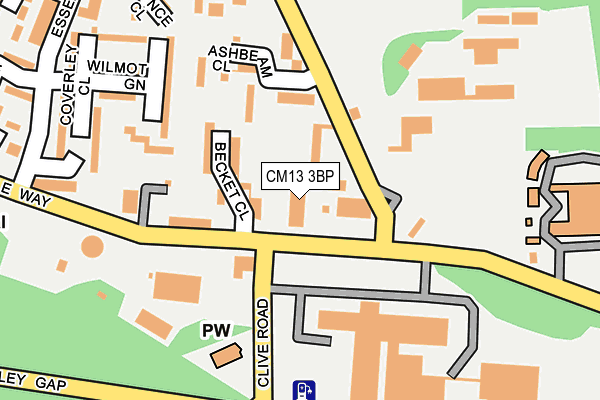 CM13 3BP map - OS OpenMap – Local (Ordnance Survey)