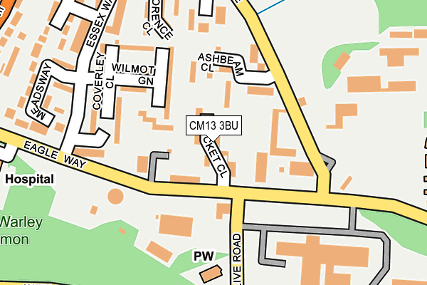 CM13 3BU map - OS OpenMap – Local (Ordnance Survey)