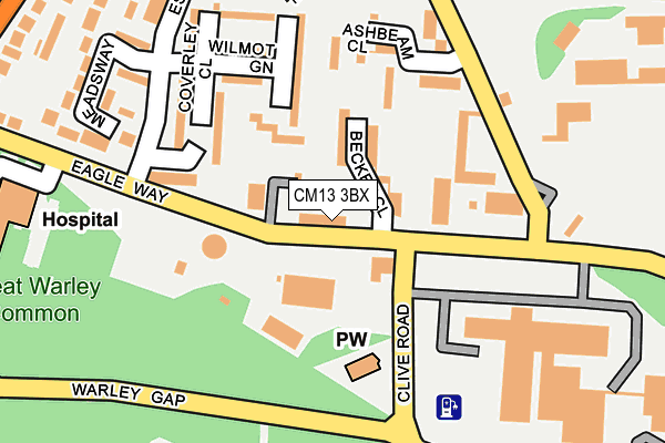 CM13 3BX map - OS OpenMap – Local (Ordnance Survey)