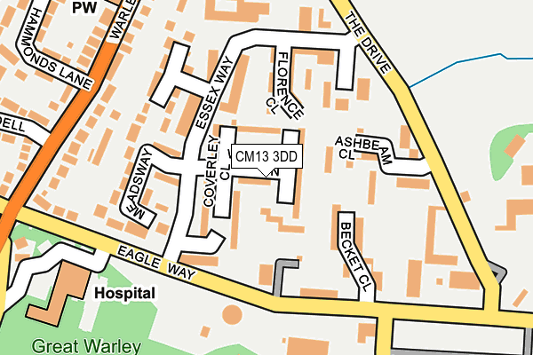 CM13 3DD map - OS OpenMap – Local (Ordnance Survey)