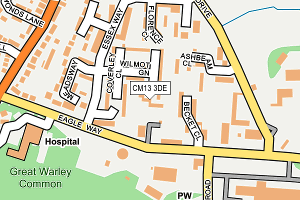 CM13 3DE map - OS OpenMap – Local (Ordnance Survey)