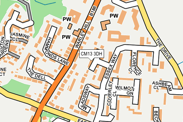 CM13 3DH map - OS OpenMap – Local (Ordnance Survey)
