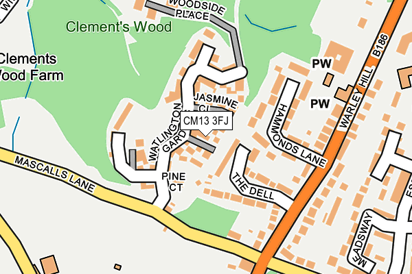 CM13 3FJ map - OS OpenMap – Local (Ordnance Survey)