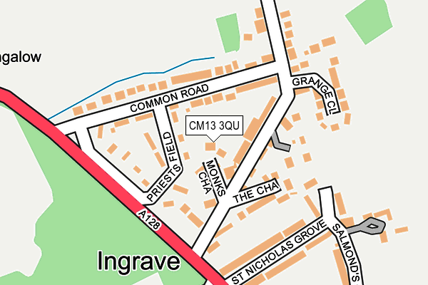 CM13 3QU map - OS OpenMap – Local (Ordnance Survey)