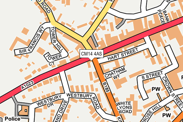 CM14 4AS map - OS OpenMap – Local (Ordnance Survey)