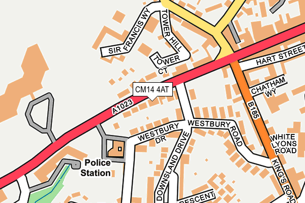CM14 4AT map - OS OpenMap – Local (Ordnance Survey)