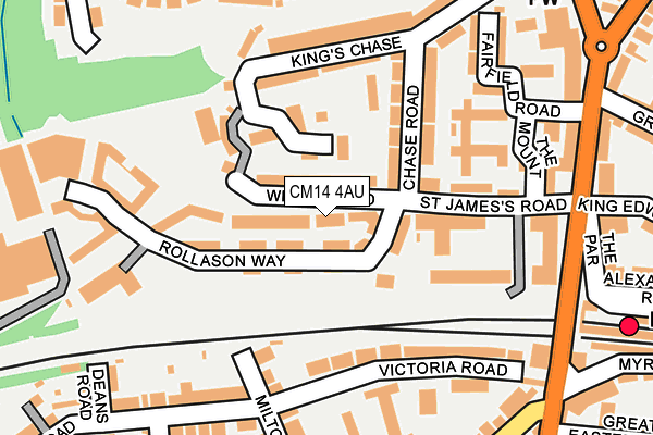 CM14 4AU map - OS OpenMap – Local (Ordnance Survey)