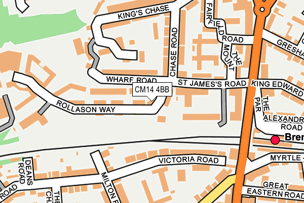 CM14 4BB map - OS OpenMap – Local (Ordnance Survey)