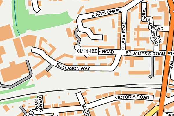CM14 4BZ map - OS OpenMap – Local (Ordnance Survey)