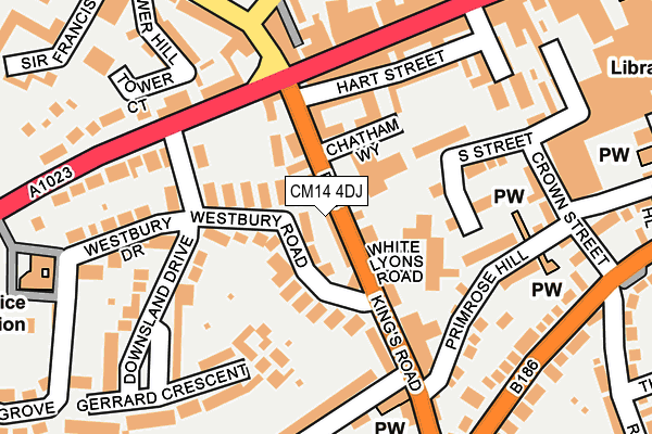 CM14 4DJ map - OS OpenMap – Local (Ordnance Survey)