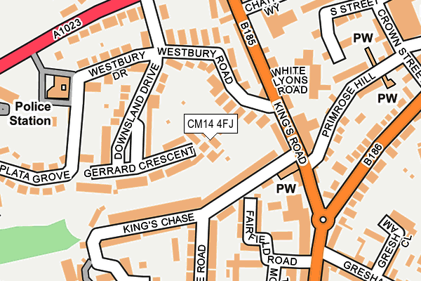 CM14 4FJ map - OS OpenMap – Local (Ordnance Survey)