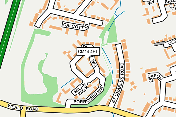 CM14 4FT map - OS OpenMap – Local (Ordnance Survey)