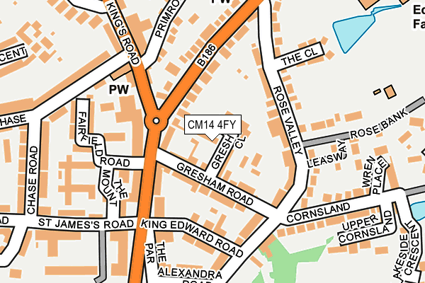CM14 4FY map - OS OpenMap – Local (Ordnance Survey)