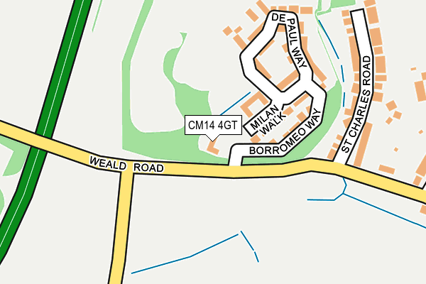 CM14 4GT map - OS OpenMap – Local (Ordnance Survey)