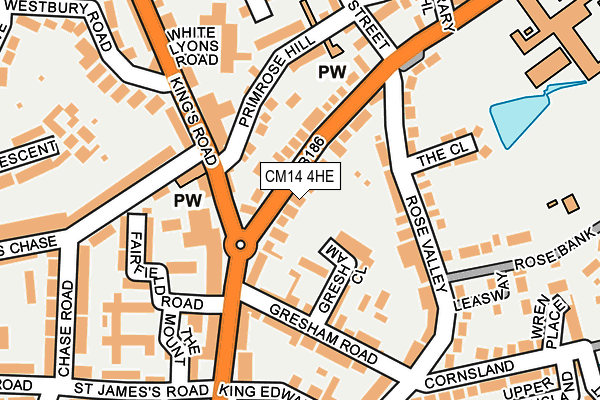 CM14 4HE map - OS OpenMap – Local (Ordnance Survey)