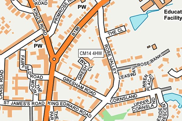 CM14 4HW map - OS OpenMap – Local (Ordnance Survey)