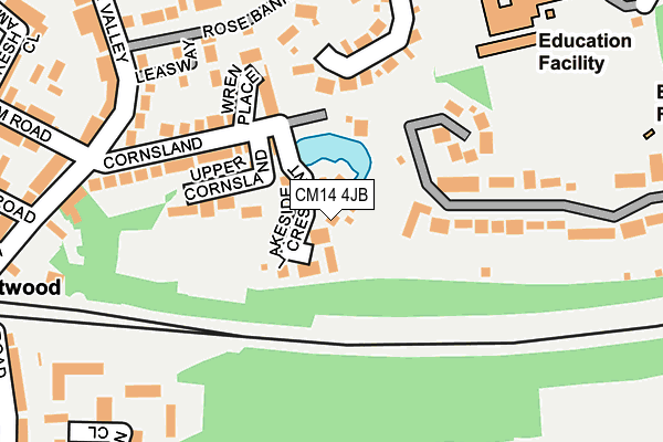 CM14 4JB map - OS OpenMap – Local (Ordnance Survey)