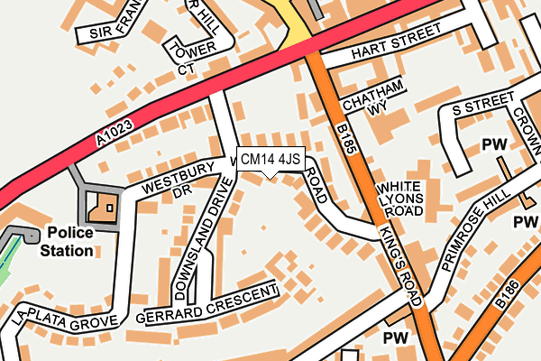 CM14 4JS map - OS OpenMap – Local (Ordnance Survey)