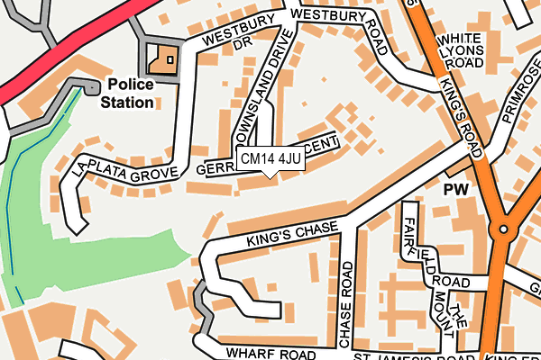 CM14 4JU map - OS OpenMap – Local (Ordnance Survey)