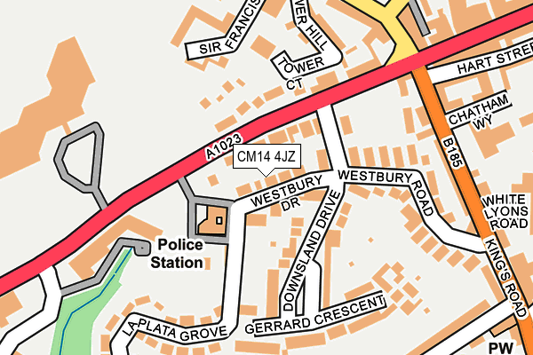 CM14 4JZ map - OS OpenMap – Local (Ordnance Survey)