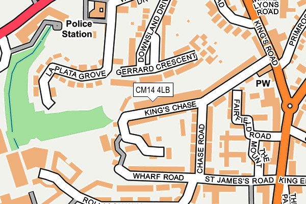 CM14 4LB map - OS OpenMap – Local (Ordnance Survey)