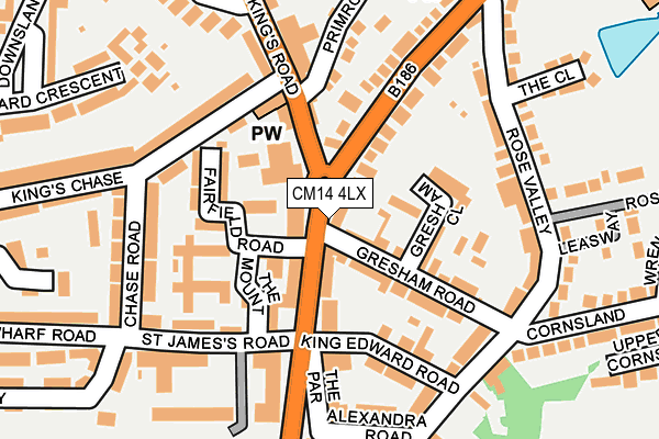CM14 4LX map - OS OpenMap – Local (Ordnance Survey)