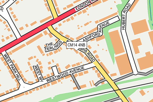 CM14 4NB map - OS OpenMap – Local (Ordnance Survey)