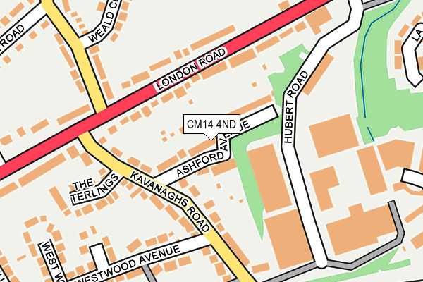 CM14 4ND map - OS OpenMap – Local (Ordnance Survey)