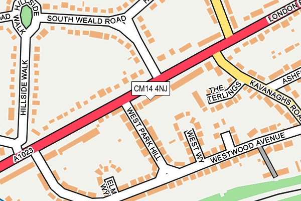 CM14 4NJ map - OS OpenMap – Local (Ordnance Survey)